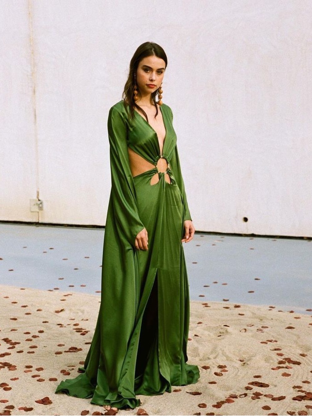 Cult Gaia Jasmin Silk Cutout Gown Green Size Small - Picture 2 of 12